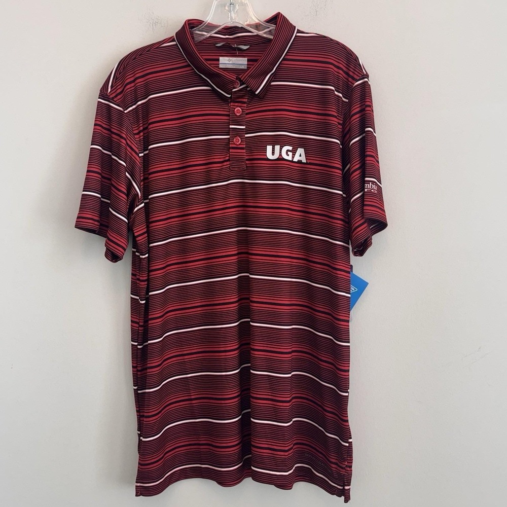 Georgia Bulldogs UGA Red Columbia PFG Super Terminal Tackle Polo Size Large